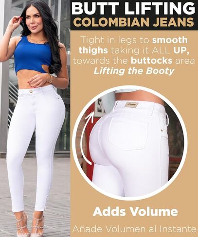 Pantalones Colombianos Levanta Cola | Butt Lifting Jeans for Women Colombian Jeans for Women Butt Lift Boot Cut Jeans Blue in Saudi Arabia