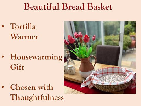 Bread Warmer Basket with Stone - Bread Baskets for Serving Tortilla, Sourdough, House Warming Gifts New Home, Terracotta, Bakers Gift for Kitchen, Bread Maker Women, Men, Birthday, Hostess Farmhouse in Saudi Arabia