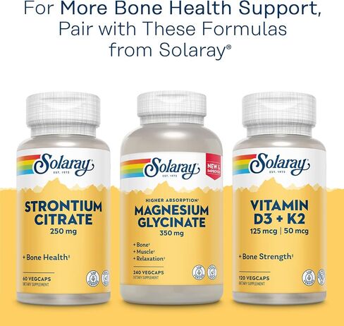 Solaray Calcium Bisglycinate 1000mg with Vitamin D-3, Chelated Calcium Supplement for Bone Strength and Healthy Teeth Support, Enhanced Absorption and Easy to Digest, 30 Servings, 120 VegCaps in Saudi Arabia