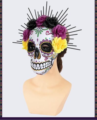 Day of The Dead Masks 3Pcs Skull Full Face Mask for Halloween Cosplay Mexican Masquerade Party Costume in Saudi Arabia