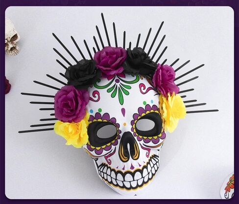 Day of The Dead Masks 3Pcs Skull Full Face Mask for Halloween Cosplay Mexican Masquerade Party Costume in Saudi Arabia