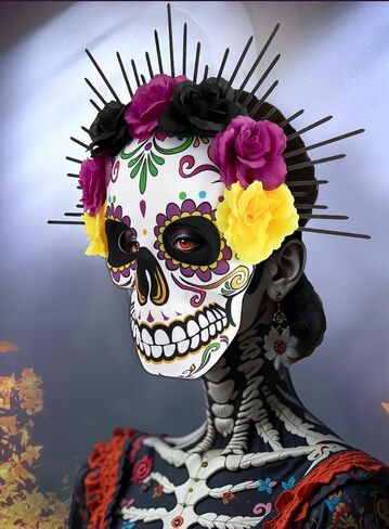 Day of The Dead Masks 3Pcs Skull Full Face Mask for Halloween Cosplay Mexican Masquerade Party Costume in Saudi Arabia