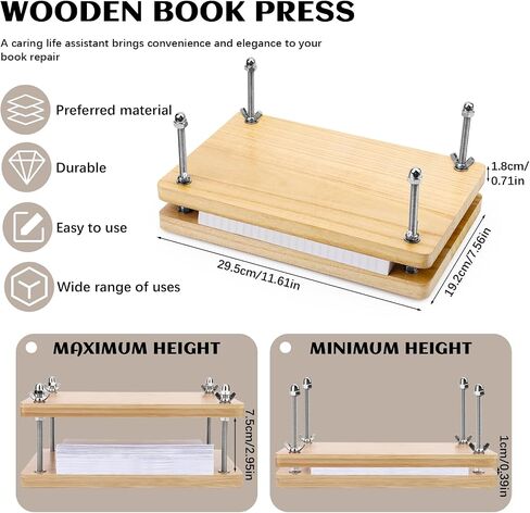 JUPEAN Book Binding Kits, Bookbinding Supplies, Book Binding Kit for beginners Bone Folder Tool with Bone Folder Awl Waxed Thread Book Press for DIY 7.9"x11.6" in Saudi Arabia