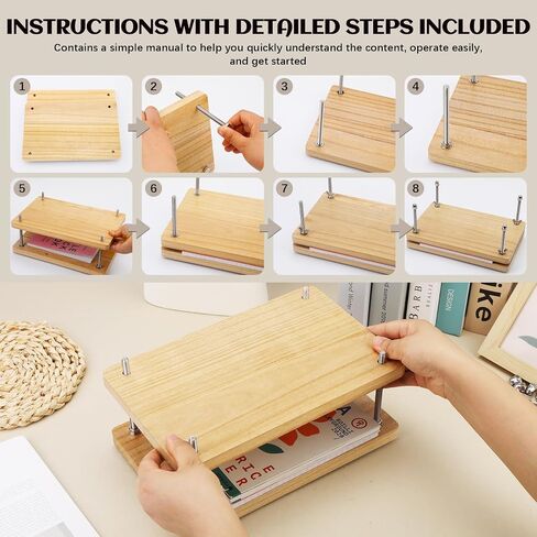 JUPEAN Book Binding Kits, Bookbinding Supplies, Book Binding Kit for beginners Bone Folder Tool with Bone Folder Awl Waxed Thread Book Press for DIY 7.9"x11.6" in Saudi Arabia