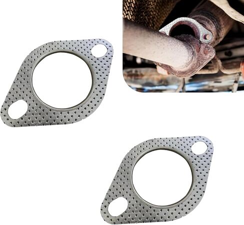 2 PCS عادم حشية ، 2 الترباس 2.5 "حافة حافلة حطام حطام ، حشية كاتم الصوت عالية درجات الحرارة مع براغي رأس سداسية الحافة والمكسرات ، لمعظم شاحنات السيارات (الفضة) in Saudi Arabia