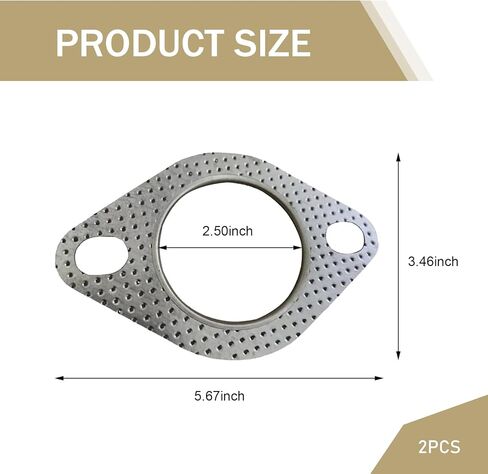 2 PCS عادم حشية ، 2 الترباس 2.5 "حافة حافلة حطام حطام ، حشية كاتم الصوت عالية درجات الحرارة مع براغي رأس سداسية الحافة والمكسرات ، لمعظم شاحنات السيارات (الفضة) in Saudi Arabia