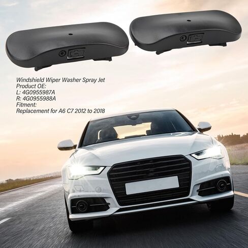 Pair Windshield Washer Nozzles for C7 2012-2018, Heated Windscreen Wiper Spray Jet with OE Number 4G0955987A, 4G0955988A in Saudi Arabia