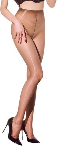 Women's Sheer Tight Control Top Pantyhose 0D Ultra Thin Shiny Tights High-Waisted Oiled Pantyhose in Kuwait