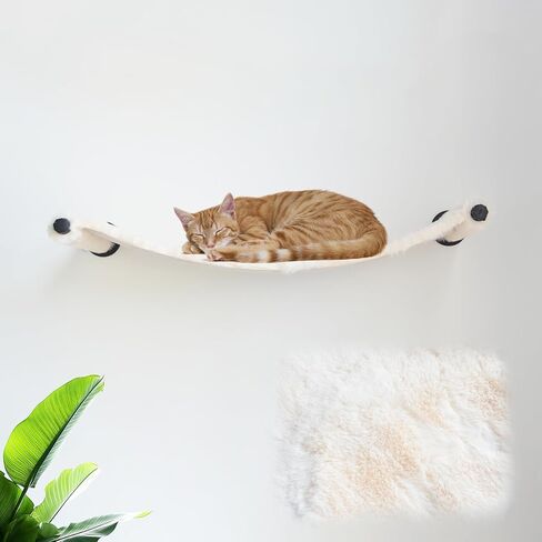 Cat Hammock Wall Mounted, 22.83 x 12.44 inch Wall Mounted Cat Shelves, Metal Brackets Cat Beds for Sleeping, Playing, Climbing and Resting Stabilized Cat Wall Furniture for Large Cats or Kitty in Kuwait
