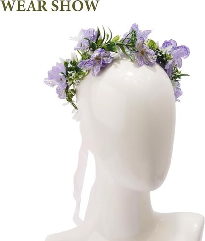 التاج الأهوني للنساء والفتيات الزهور عداد الشعر الزهور Flower Flower Girl Headpiece الزفاف إكسسوارات الشعر - الأرجواني in Kuwait