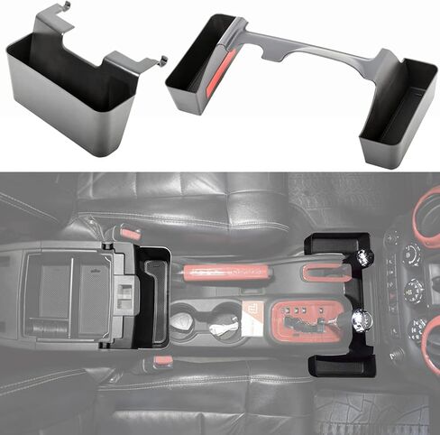 TACOBRO Auto Gear Shift Storage Organizer Tray and JK Center Console Hanging Storage Box for Jeep Wrangler JK JKU 2011-2018, Armrest Box Organizer and JKU Gear Shifter Console Side Tray, ABS in Saudi Arabia