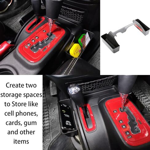 TACOBRO Auto Gear Shift Storage Organizer Tray and JK Center Console Hanging Storage Box for Jeep Wrangler JK JKU 2011-2018, Armrest Box Organizer and JKU Gear Shifter Console Side Tray, ABS in Saudi Arabia