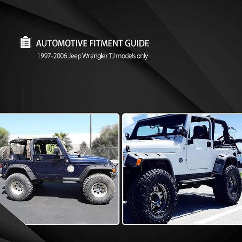 AutoZensation متوافق مع 1997-2006 Jeep Wrangler TJ ، 6pc الأمامية + الخلفية الأسود 7 "العجلة العريضة الممتدة Fender Kit in Saudi Arabia