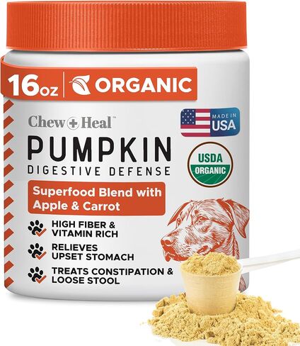 Organic Pumpkin Powder for Dogs - 4 oz of Powder for Dog Digestion with 5cc Scoop - Made with Pumpkin, Apple, and Carrots - Made in The USA in Kuwait