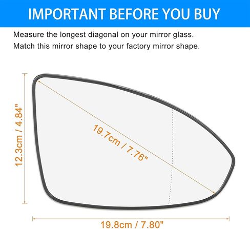TOP-VIGOR 1-Pack Passenger Side Heated Mirror Glass Compatible with 2011 2012 2013 2014 2015 2016 Chevrolet Chevy Cruze, Left Heated Mirror with Backing Plate, GA-CV1102,96893022, 95215098 in Saudi Arabia