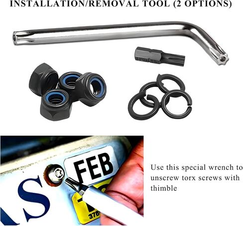 Anti Theft License Plate Screws, 1/4"(M6) Stainless Steel Bolts Fasteners Car Tag Mounting Hardware Kit, Rustproof Security Screws Caps Cover for Front Rear Frame Holder (Black) in Saudi Arabia
