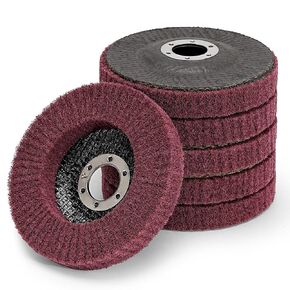 6Pcs 4 1/2 inch Nylon Fiber Flap Disc Polishing Wheel, 320 Grit Scouring Pad Abrasive Buffing Wheel for Angle Grinder, Metal Wood Surface Finishing Scouring Scuffing Rust Removal
