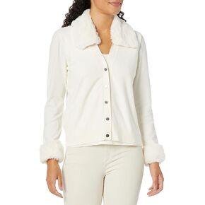 Anne Klein Women's Detachable Fur Trim Cardigan