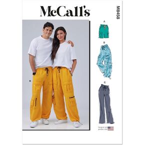 McCall's Unisex Pull On Cargo Pants and Shorts Sewing Pattern Packet, Design Code M8458, Sizes XS-S-M-L-XL-XXL, Multicolor