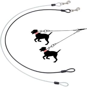 2 Pcs 2 Colors Steel Wire Dog Extenders, Dog Leash Extension, Clip Pet Car Leash, Non-Tangle Connect Leash for Large and Medium Dogs Walking Running and Training