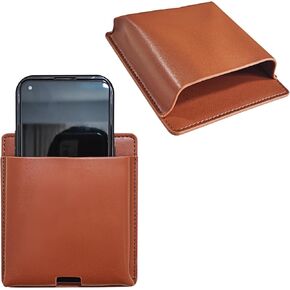 قطعتان من حامل جهاز التحكم عن بعد، حامل الهاتف الخلوي القابل لإعادة الشحن مع فتحة، منظم مثبت على الحائط بدون حفر، حامل جهاز التحكم عن بعد من جلد البولي يوريثان البني للمنزل والمكتب بجانب السرير والقرطاسية in Kuwait