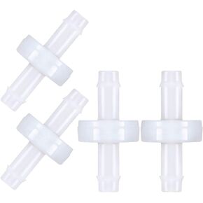 Mudder 4 Packs Check Valve, 1/4 Inch 6mm PVDF Wear-Resistant One-Way Check Valve for Fuel Gas Liquid Air