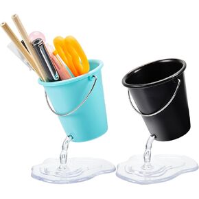Seajan 2 Pack Pen Holder for Desk, Creative Floating Bucket Cute Pencil Holder Cup for Desk Organizer Accessories Office Decor Back to School Gift for Teachers