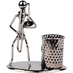 Pen Container Holder Pencil Cup Iron Art Music Figure~Home Office Desk Decor Gift Perfect Father Gift(C77 French horn)