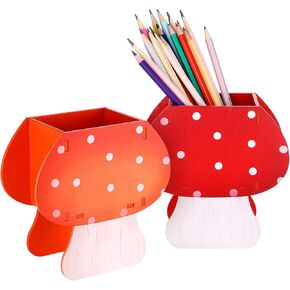 2 Pack Mushroom Pencil Holder Shape of Mushroom Wooden Pencil Holder Desktop Pen Organizer Holder Unique Boho Mushroom Decor Mushroom Flower Vase Centerpiece for School Office Home Desk in Saudi Arabia