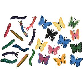 Nikki's Knick Knacks Beatutiful Plastic Butterfly and Caterpillar Pretend Insect Bug Figure Toys - Butterfly Growth Cycle Toy Insect Figures