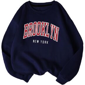 RoseSeek Women's Letter Graphic Crewneck Sweatshirt Long Sleeve Casual Drop Shoulder Pullover Tops