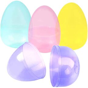 ArtCreativity 8" Jumbo Plastic Easter Eggs, Set of 4, Giant Large Empty Fillable Eggs for Big Toys, Assorted Translucent Colors, Oversized Egg Hunt Supplies, Basket Goodies for Kids