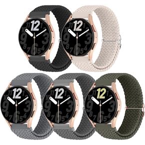 Stretchy Braided Bands Compatible with Samsung Galaxy Watch 5 Band 40mm 44mm,Galaxy Watch 5 Pro Band 45mm/Galaxy Watch 6 Band/Galaxy Watch 4 Band/Galaxy Active 2 Band,20mm Soft Braided Nylon Sport Wristband,Multi Colors