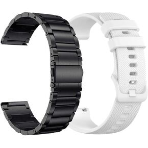 YEEJOK 22mm Watch Bands Compatible for Fossil Men's Gen 6/5E 44mm/ Gen 5LTE/ Gen 5 Carlyle Garrett/Women's Julianna/Gen 4 Explorist HR, Metal Watch Strap + Silicone Sport Bands