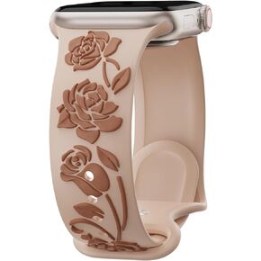Floral Engraved Band Compatible with Apple Watch Bands for Women 40mm 41mm 38mm 44mm 45mm 42mm 49mm for iWatch Band Series Ultra/SE/9/8/7/6/5/3/2/1
