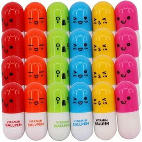 Pill Shaped Pens Retractable Ball Pens,Vitamin Capsule Pens,Nurses Week Office Supplies (24)