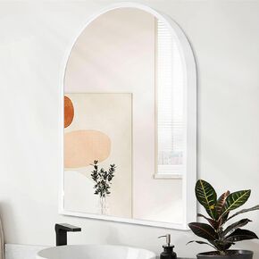 Arch Wall Mirror 20"x16" Large Black Bathroom Mirror Metal Frame Mirrors for Wall, Decoration Vanity Bedroom Entryway Living Room