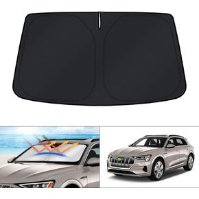KUST Windshield Sun Shade for Audi Q8 E-Tron Accessories 2019-2024 E Tron SUV Window Sunshade Sun Visor Protector Foldable Blocks UV Rays Keep Your Car Cooler (Not for Audi e-tron GT Q4 Q5)