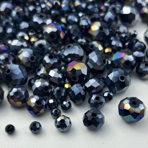600pcs Crystal Glass Beads 3mm 4mm 6mm 8mm 10mm Rondelle Faceted Crystal Beads Spacer Beads for Necklace Bracelet Earrings DIY Jewelry Crafts Making Supplies(Green AB)