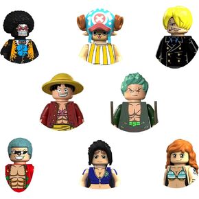 YJacuing 8PCS/Set 1.8" Anime Mini Action Figures Building Blocks, Miniature Figurines Toys Cake Toppers (One Piece)