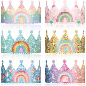 Kathfly Rainbow Birthday Party Hats Crown Headbands for Kids Birthday, Event, Rainbow Theme Party Supplies