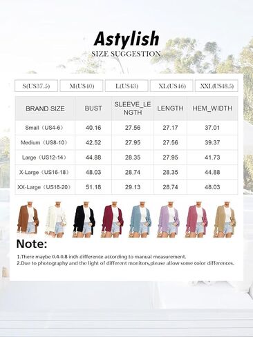 Astylish Womens Open Front Cardigan Hollow Out Crochet Long Sleeve Knit Sweater Coat in Kuwait