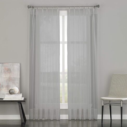 Curtainworks Soho Voile Sheer Pinch Pleat Curtain Panel, 29 by 63", Oyster in Saudi Arabia