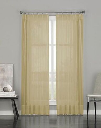 Curtainworks Soho Voile Sheer Pinch Pleat Curtain Panel, 29 by 63", Oyster in Saudi Arabia