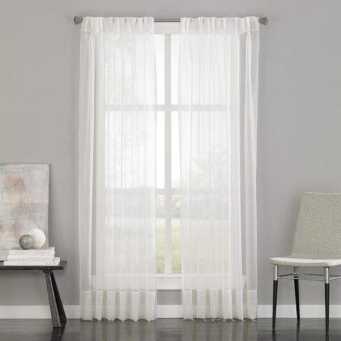Curtainworks Soho Voile Sheer Pinch Pleat Curtain Panel, 29 by 63", Oyster in Saudi Arabia
