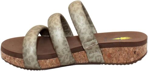 VOLATILE Womens Gillette Metallic Leopard Slide Athletic Sandals Casual Low Heel 1-2" - Beige in Saudi Arabia