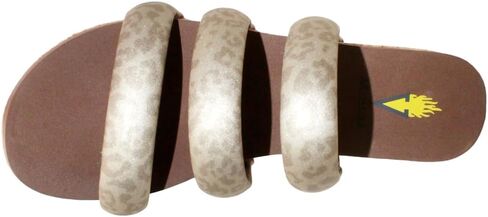 VOLATILE Womens Gillette Metallic Leopard Slide Athletic Sandals Casual Low Heel 1-2" - Beige in Saudi Arabia