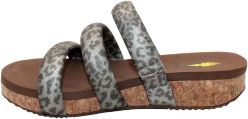 VOLATILE Womens Gillette Metallic Leopard Slide Athletic Sandals Casual Low Heel 1-2" - Beige in Saudi Arabia