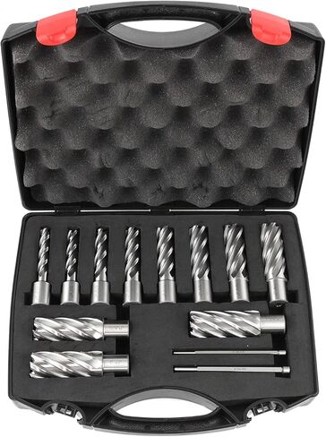 مجموعة القطع الحلقية WICHEMI مقاس 3/4 بوصة عرقوب ويلدون 2 عمق القطع وقطر القطع من 7/16 إلى 1-1/16 لضغط الحفر المغناطيسي HSS مجموعة قياسية مكونة من اثنتين مسطحتين مع دبابيس طيارة in Kuwait