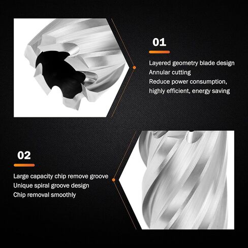 مجموعة القطع الحلقية WICHEMI مقاس 3/4 بوصة عرقوب ويلدون 2 عمق القطع وقطر القطع من 7/16 إلى 1-1/16 لضغط الحفر المغناطيسي HSS مجموعة قياسية مكونة من اثنتين مسطحتين مع دبابيس طيارة in Kuwait